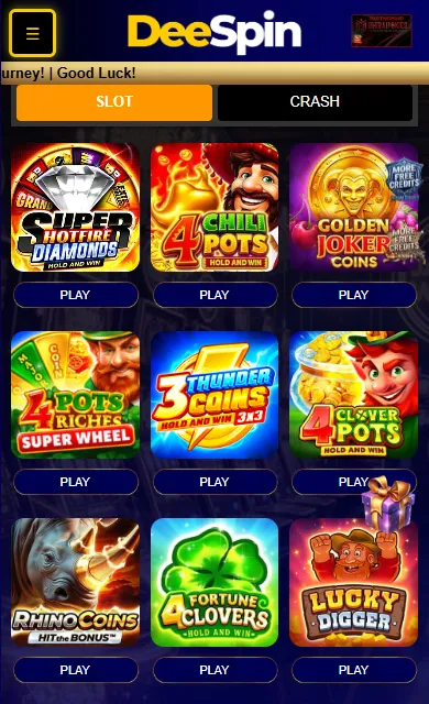 DeeSpin Australia on mobile DeeSpin Australia pokies lobby open in a mobile browser with Play buttons